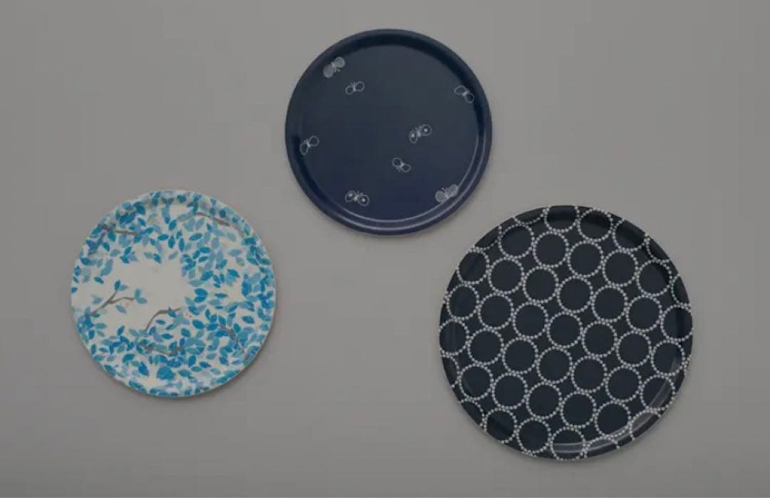 【ミナペルホネン/新品】トレイ Round type choucho navy