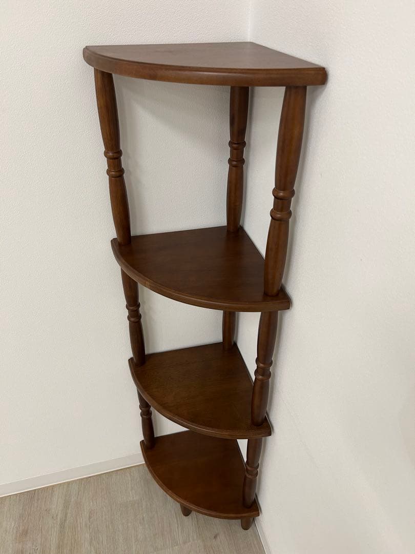 新品☆コーナーラック 昭和レトロ 4段 木製ラック オープンラック 飾棚 鉢置き