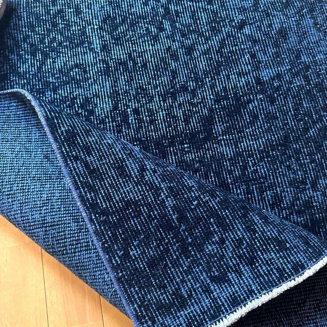 84×171 貴重藍色オーバーダイ　人気ワンカラー　トルコヴィンテージラグ