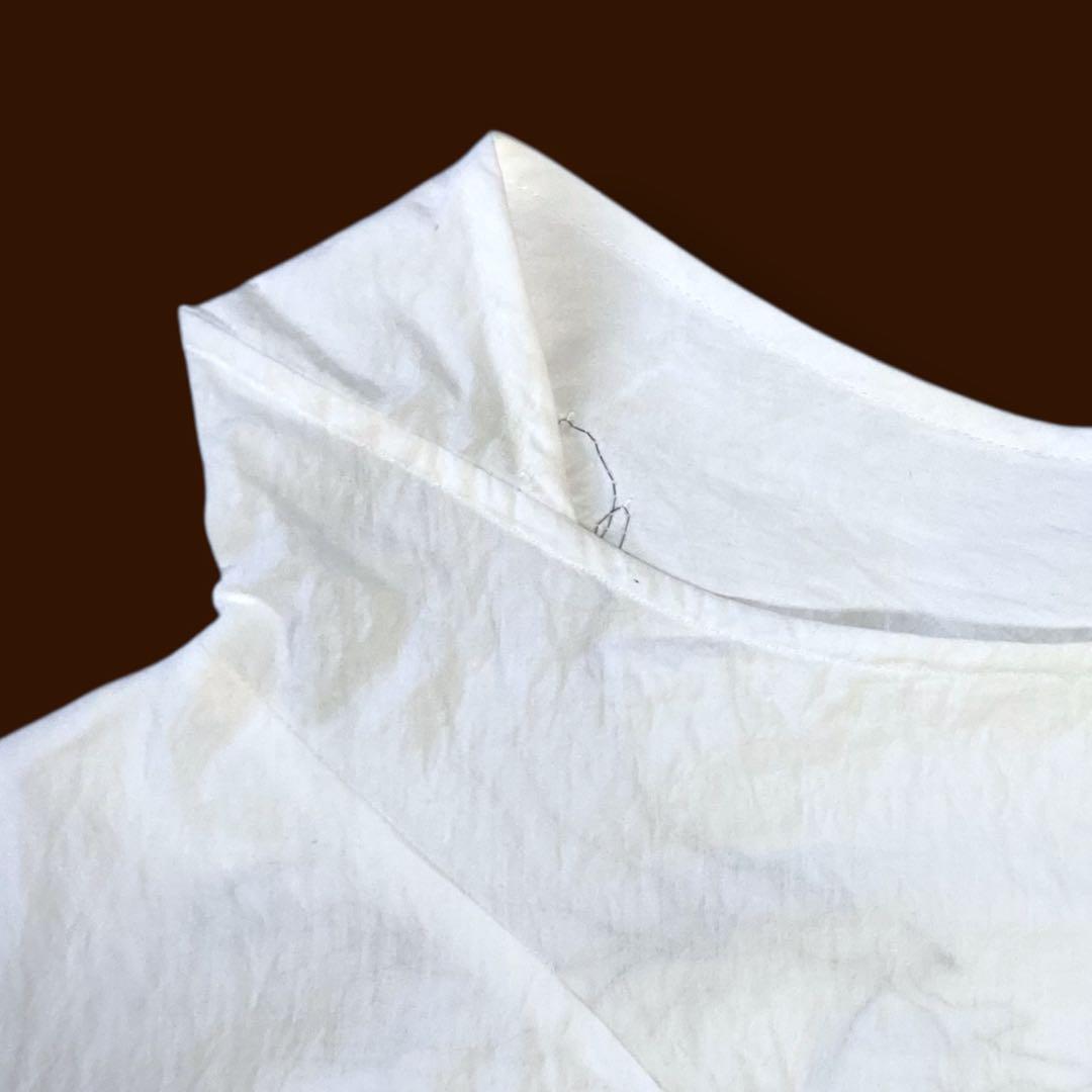 慈雨 センソユニコ アシンメトリーブラウス 変形 花柄 刺繍 ゆったり L 白