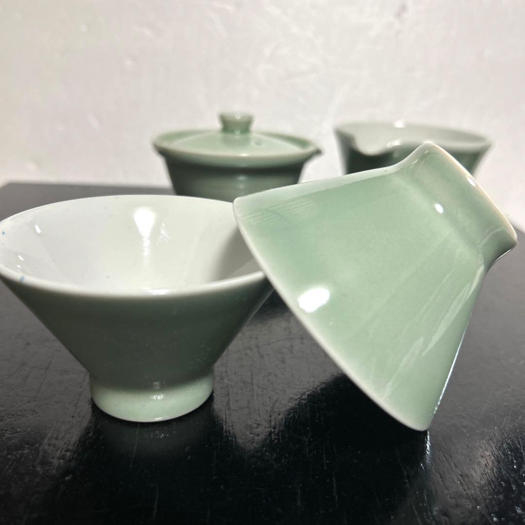 新品　朝日焼 朝日豊斎 松林豊斎　青磁　宝瓶 湯冷し　茶碗　煎茶道具　遠州七窯