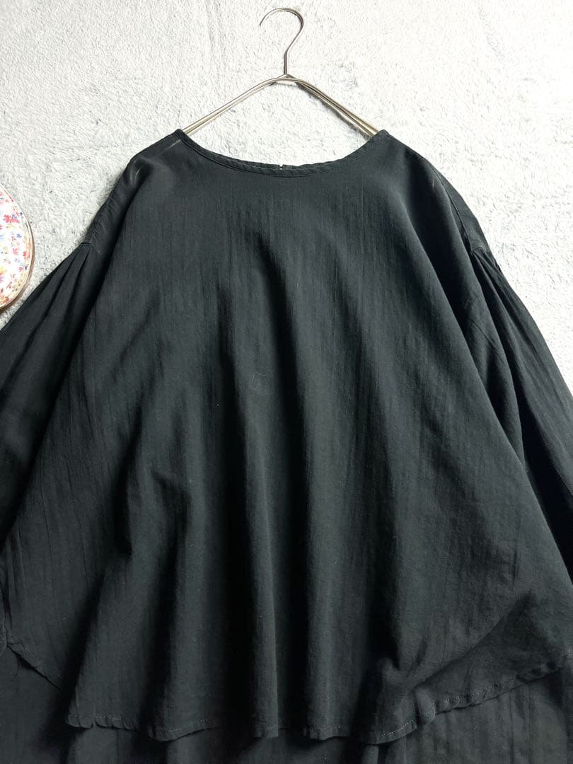 【かぐれ】kagure コットンシルク混 バックギャザーシアーブラウス トップス