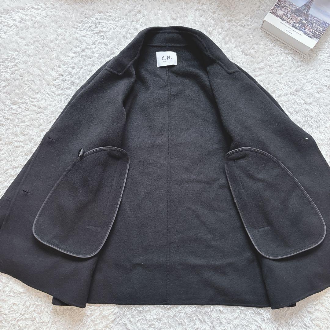 10%off中♡evernavy リバーPコート ダブルブレスト M 黒　極美品