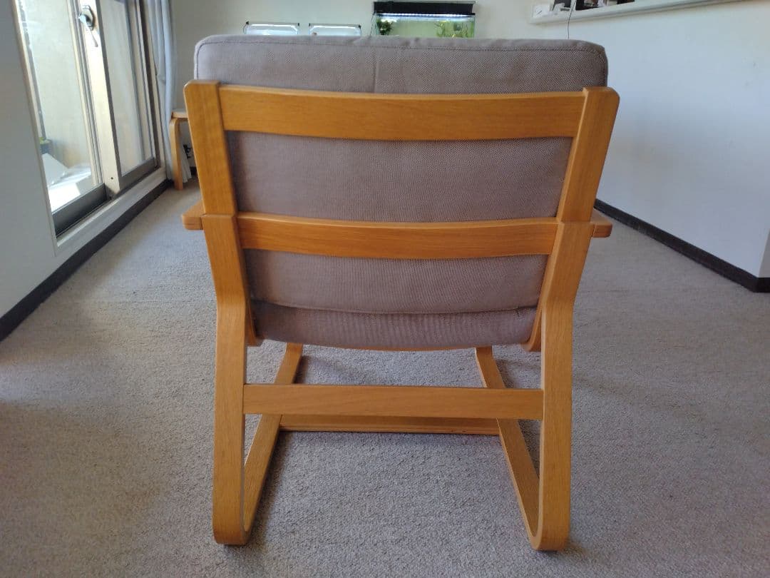 【良品】MUJI無印 ダイニングソファチェアオーク材/リビングでもつかえる茶②