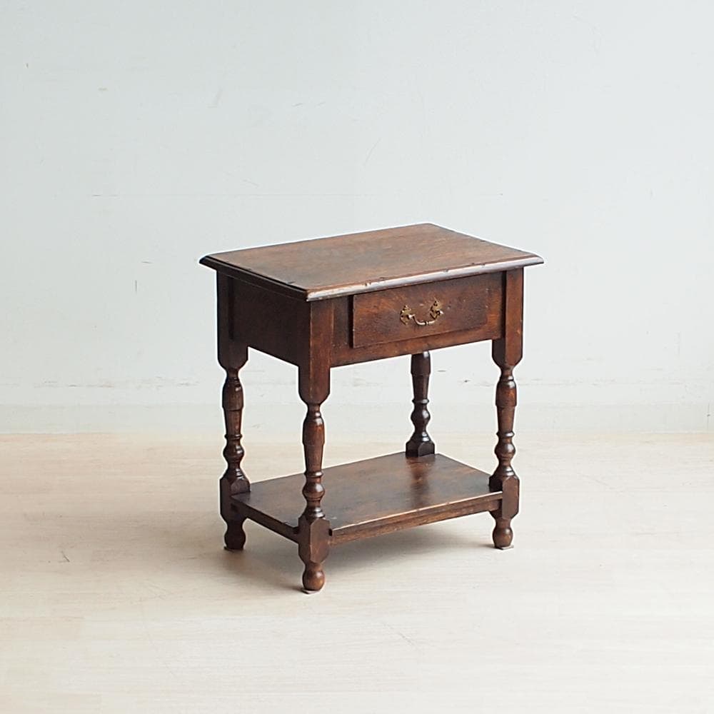 英国アンティーク オーク材 オケージョナルテーブル 引出付き サイドチェスト