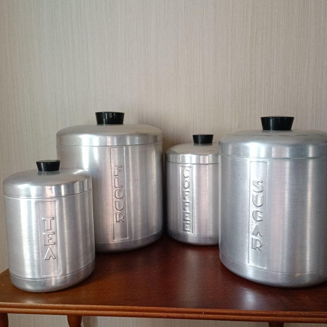 ヴィンテージ キャニスター レトロキッチン容器 7点 アルミ製 アンティーク雑貨