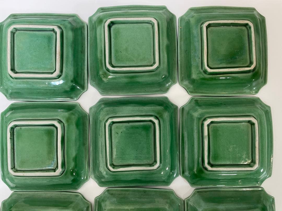 珉平焼 民平焼 小皿 淡路珉平焼 手塩皿 アンティーク20枚 龍 緑 グリーン