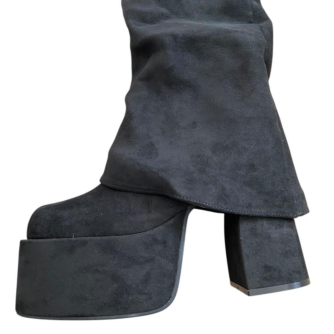 ✨極美品✨エモダ/ルーズフレアカバーフィットブーツ/ロングブーツ/ブラック/M