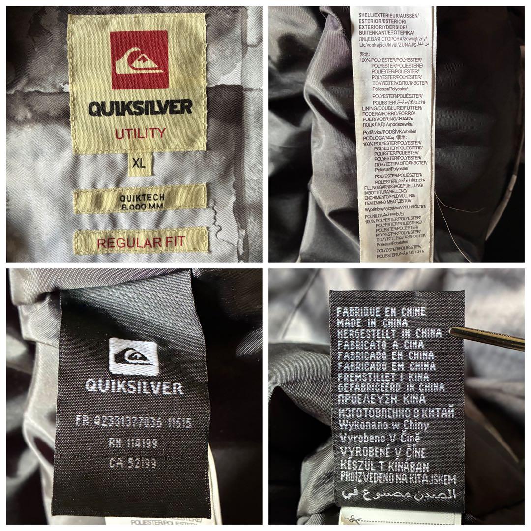 希少XL⭐︎クイックシルバー スノボーウェア マーブル模様ワンポイントロゴ 灰色
