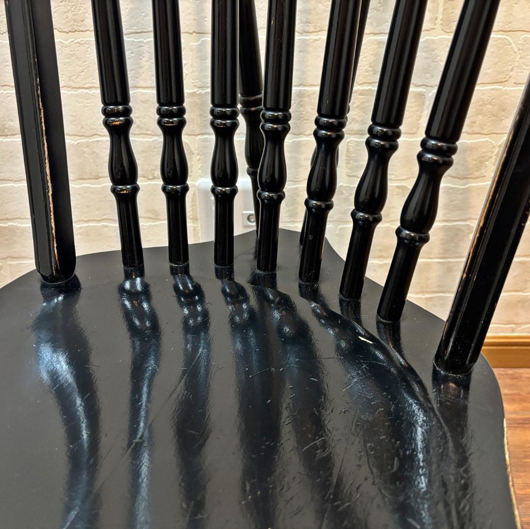 秋田木工 アンティーク レトロ ブラック スピンドルバック ウィンザーチェア④