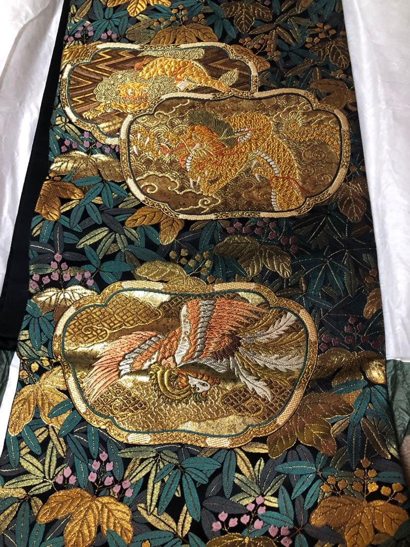 袋帯　祇園銘錦繍　山伏山　金糸　正絹　美品　龍　獅子　鳳凰　西陣織
