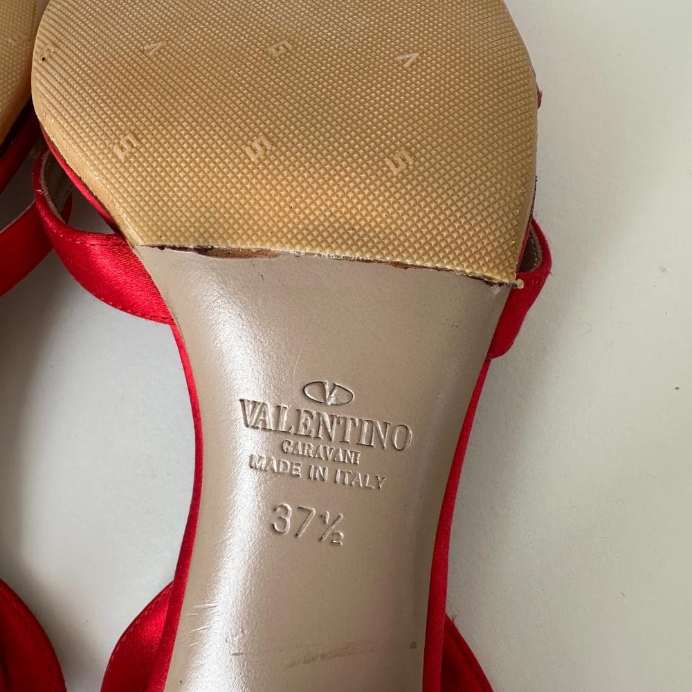 良品 ヴァレンティノ ヴィンテージ サンダル 赤 レッド 薔薇 37.5