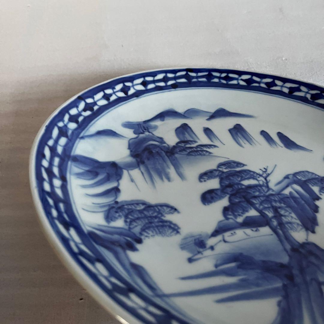 アンティーク　特大　大皿　古伊万里　染付　3枚セット　江戸時代　刻印　謙