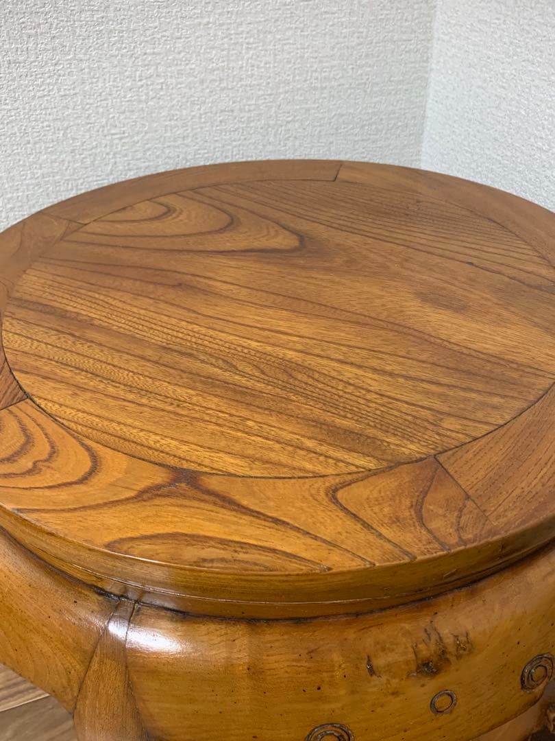 木製丸テーブル　アジアンカフェテーブル　飾り台　サイドテーブル　フラワーラック