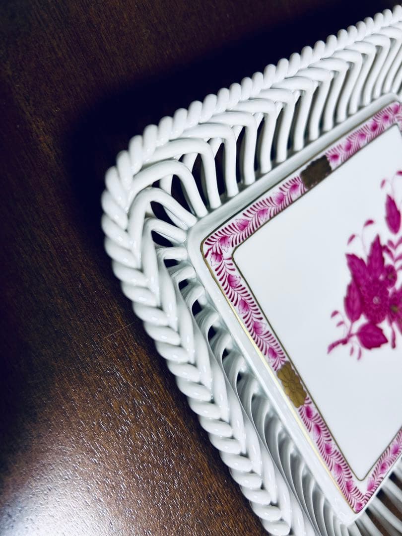 ヘレンド　ヌードルワーク　スパゲッティワーク　透編　ヘレンド アポニー　ピンク