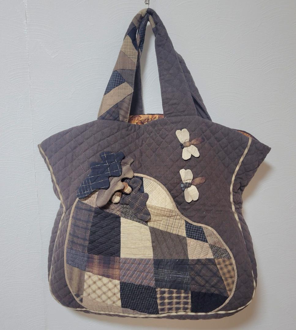 先染生地の創作バック　パッチワークバック　創作トートバック