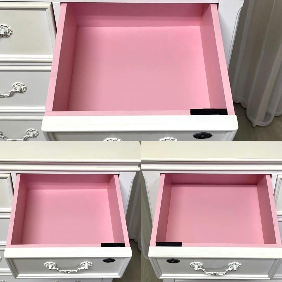 ロココ アンティーク キー付 フレンチ ホワイト チェスト