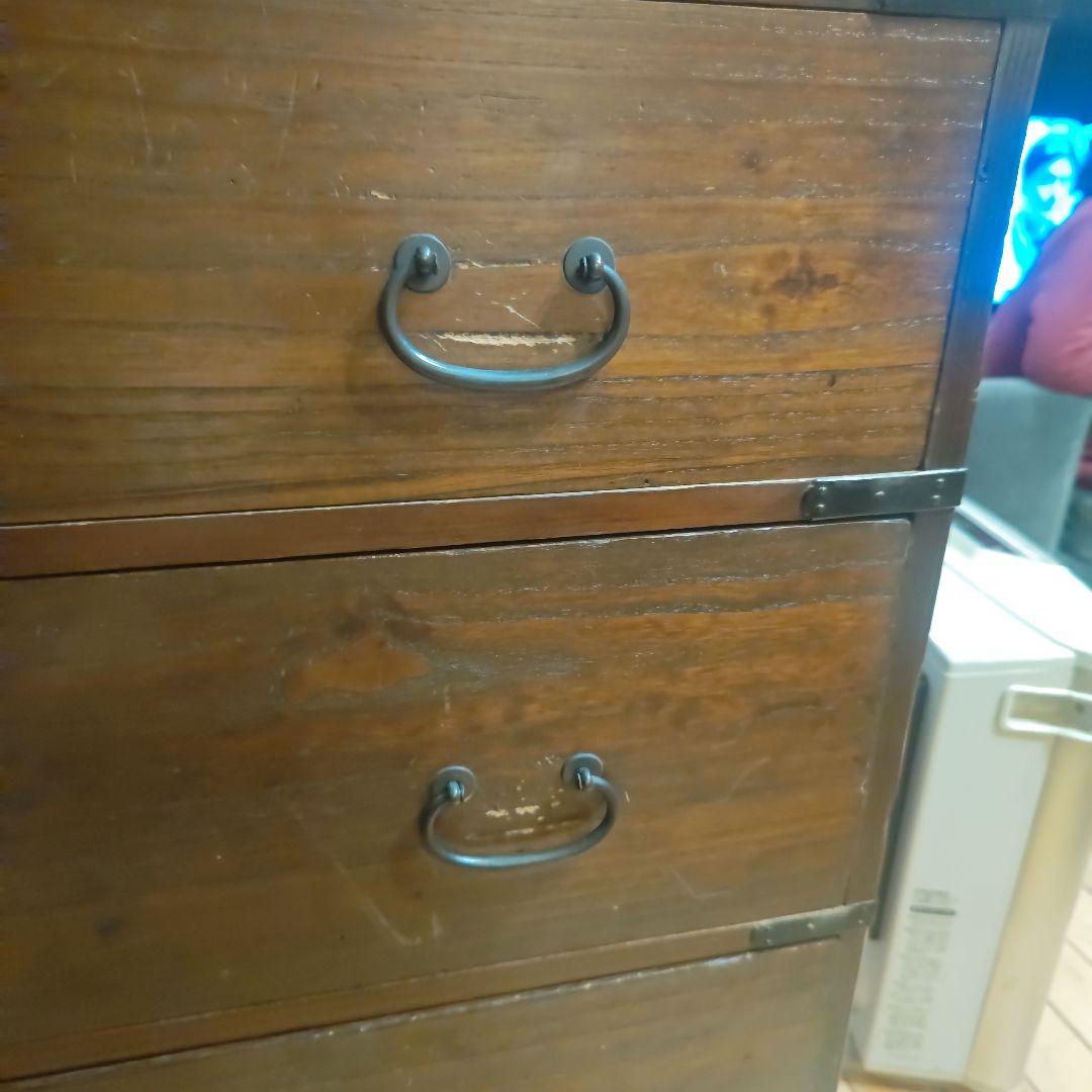 明治時代の木製箪笥 5段 ダークブラウン