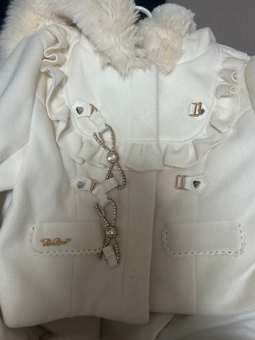 LIZLISA ビジューリボンショートフードコート　ブラック