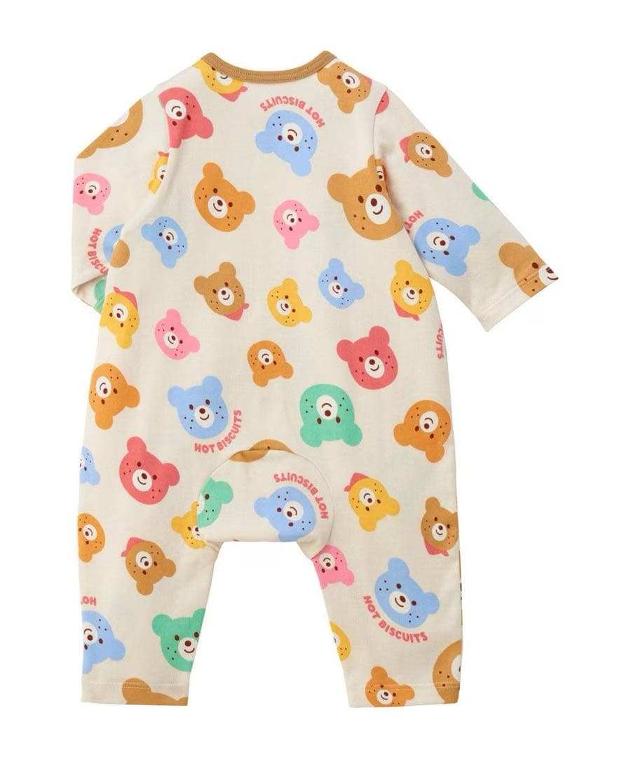 新品未使用タグ付き◆ミキハウスホットビスケッツ カラフルビーンズ総柄カバーオール