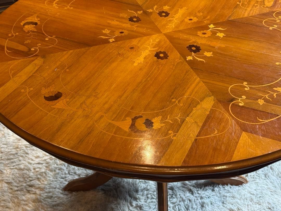 希少　象嵌　丸テーブル　センターテーブル　ラウンドテーブル　クラシック　RZ