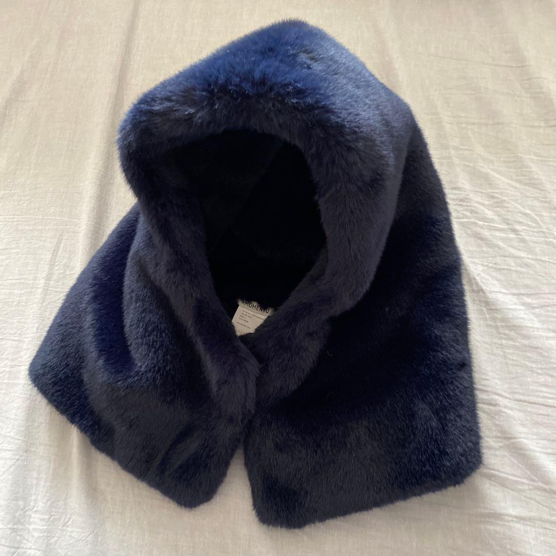 AMOMENTO フェイクファーバラクラバ　ネイビー