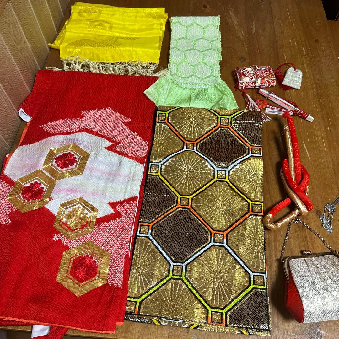 七五三　7歳　正絹着物　袋帯、長襦袢、小物セット　 18ー12