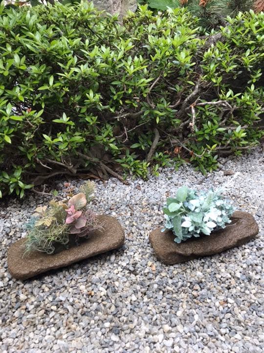 【鉢・寄せ植え鉢・山野草鉢２個】飾り石オブジェ箱庭ガーデニング造園