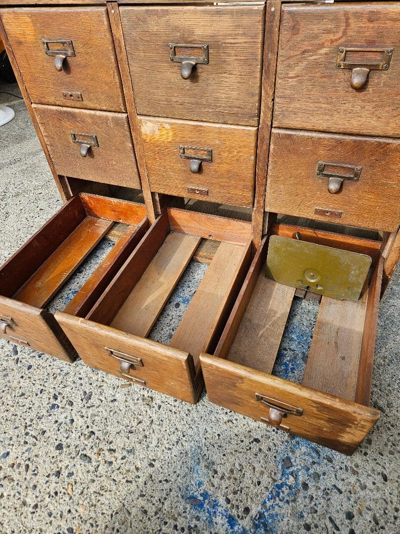 USA アンティーク 古いファイルキャビネット レターケース 木製 ドロワー