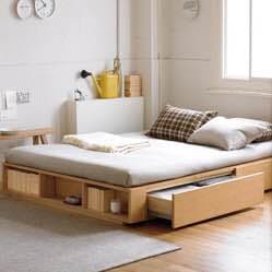 ［無印 収納ベッド ダブル 追加台付 オーク材