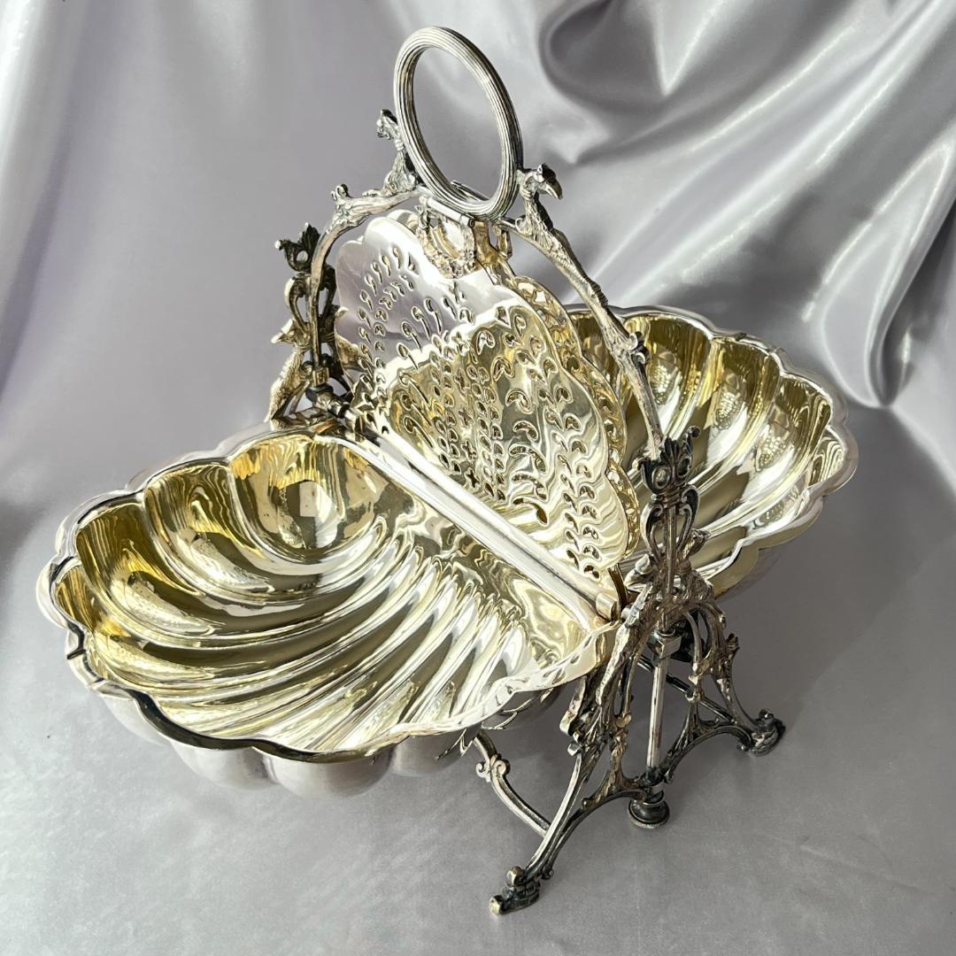 【英国】 ビクトリアン グリフィンのビスケットウォーマー【シルバープレート】