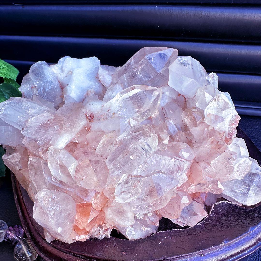 希少❗️超綺麗♡レインボー☆超強いパワー ピンクヒマラヤ水晶 クラスターA1441