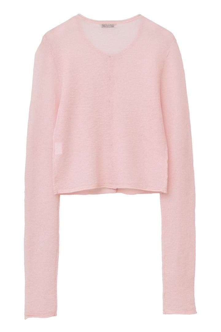 クラネ SHEER ROLLED EDGE KNIT CARDIGAN ピンク