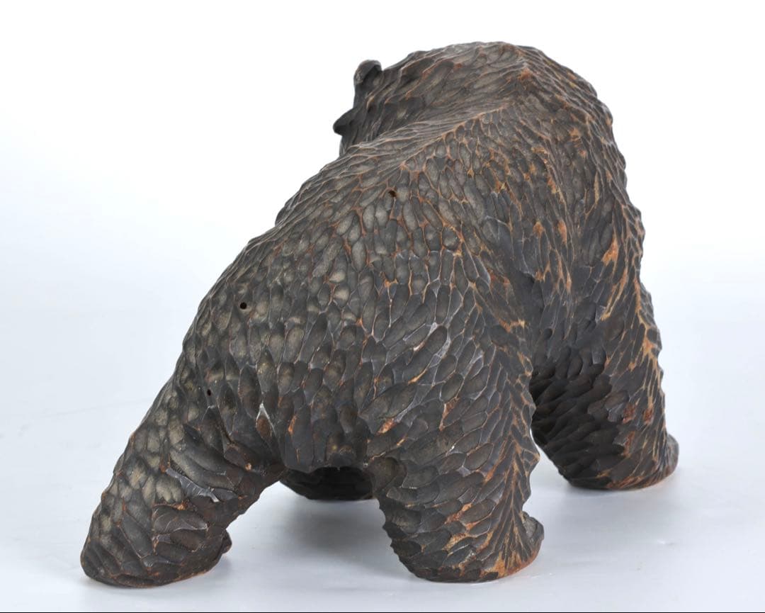 時代 木彫熊 八雲 ガラス目 無銘 北海道 熊 クマ 置物 彫刻 民芸品 古美術