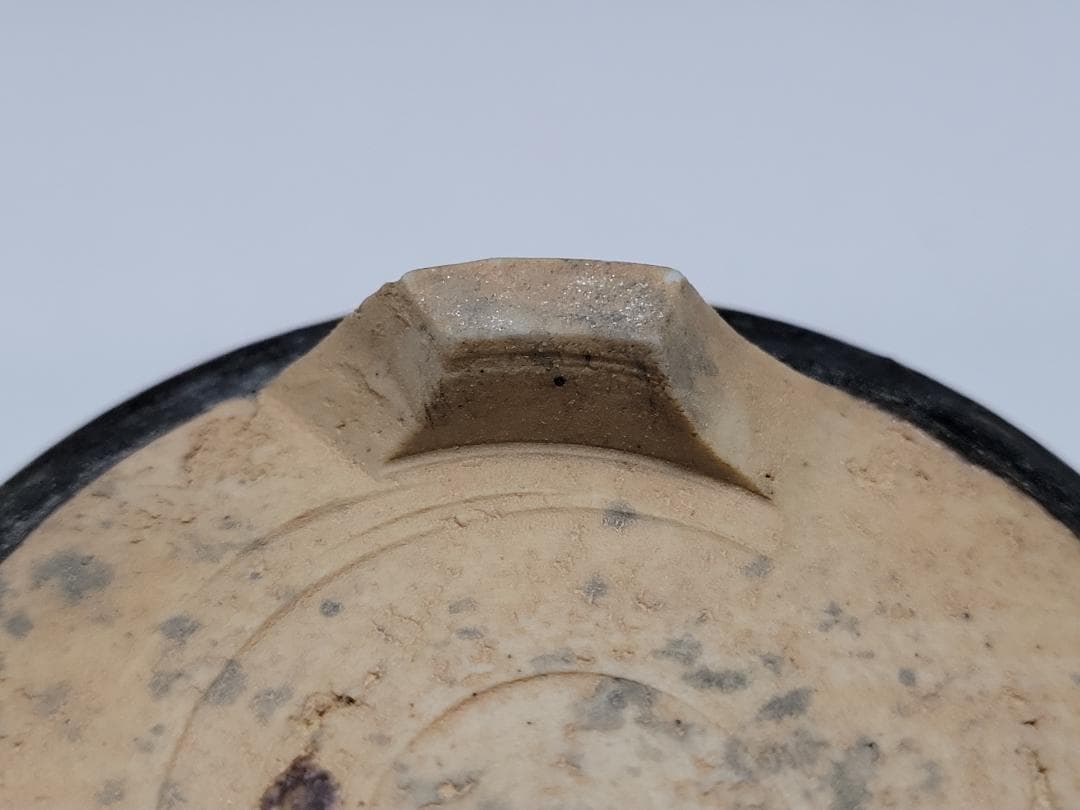 黒釉 竹節型 三足香炉 宋元時代 幅約7.6cm