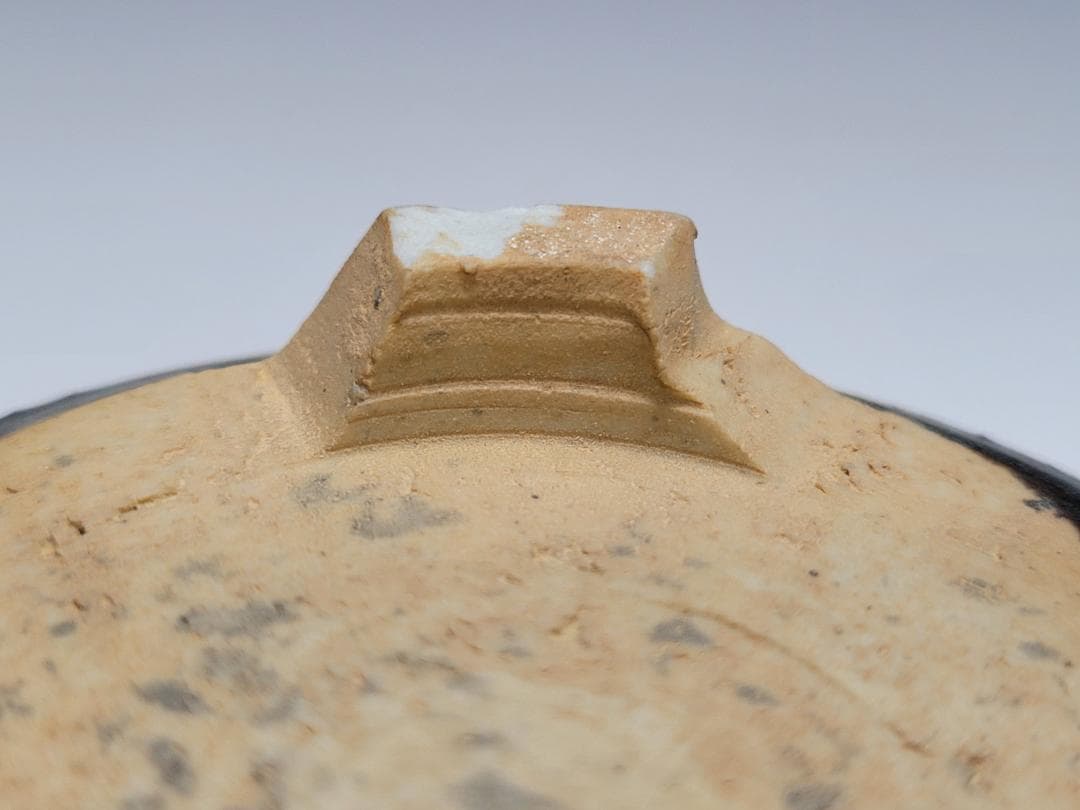 黒釉 竹節型 三足香炉 宋元時代 幅約7.6cm