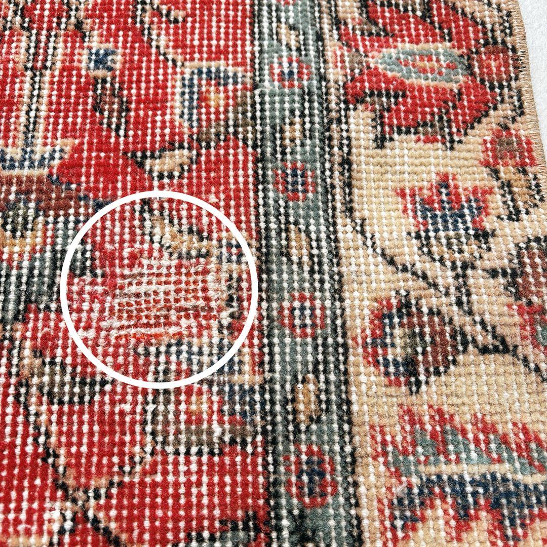 トルコ ヴィンテージラグ 赤 フローラル