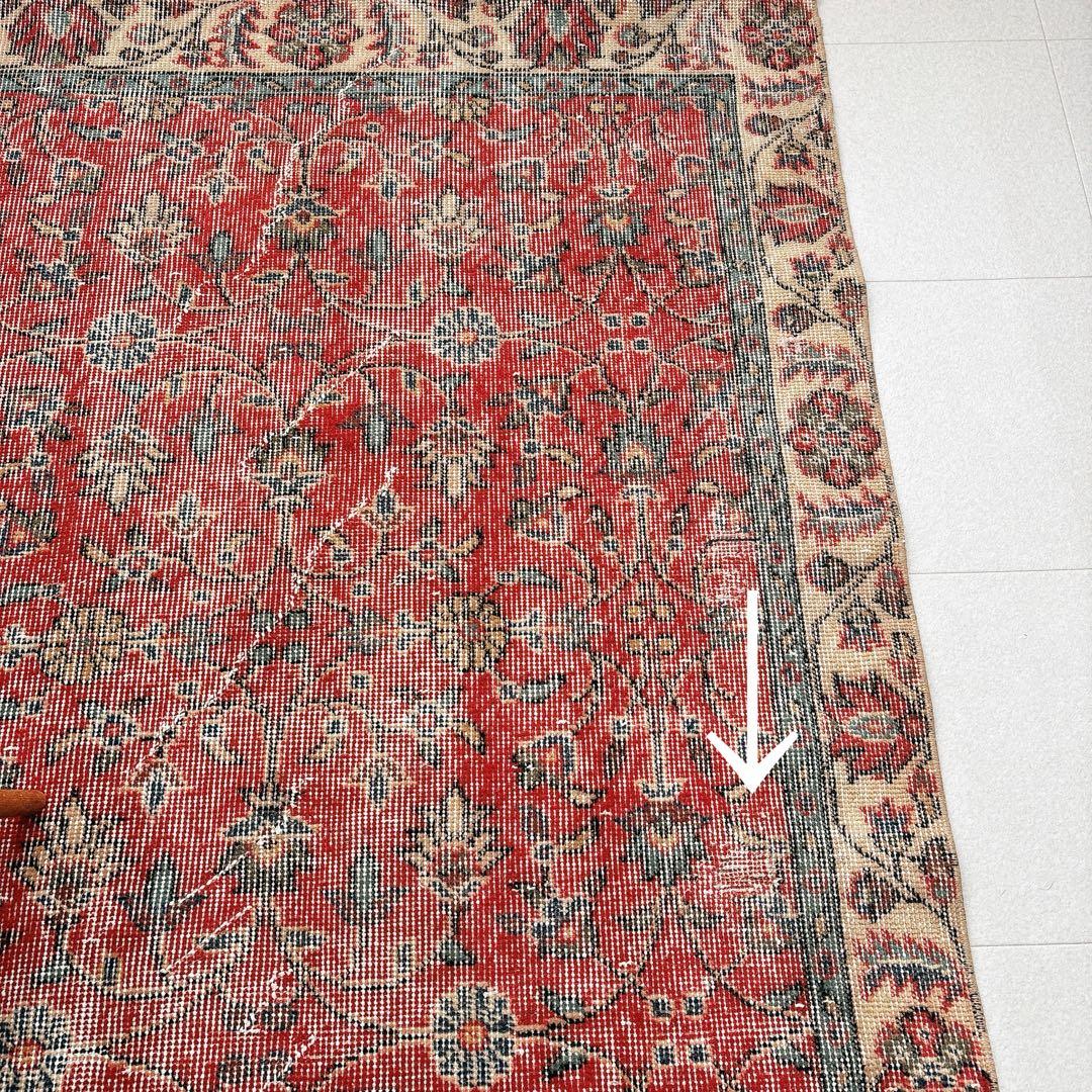 トルコ ヴィンテージラグ 赤 フローラル