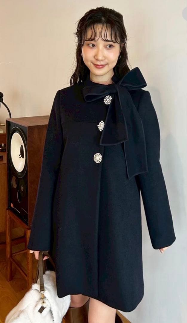 Aラインビジューリボンコート