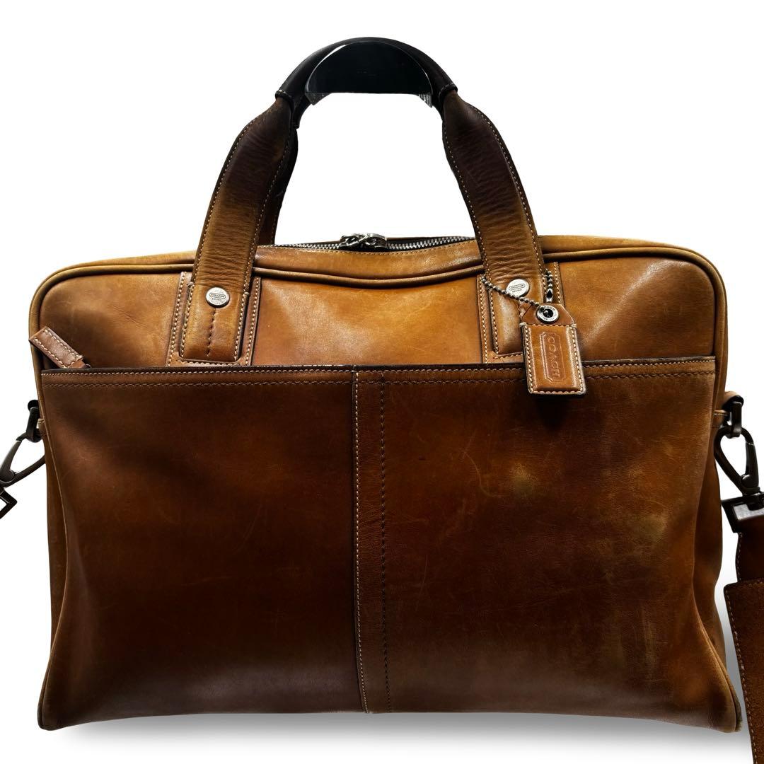 【ヴィンテージ】コーチ 2way ビジネスバッグ　ショルダー　オールレザー　茶