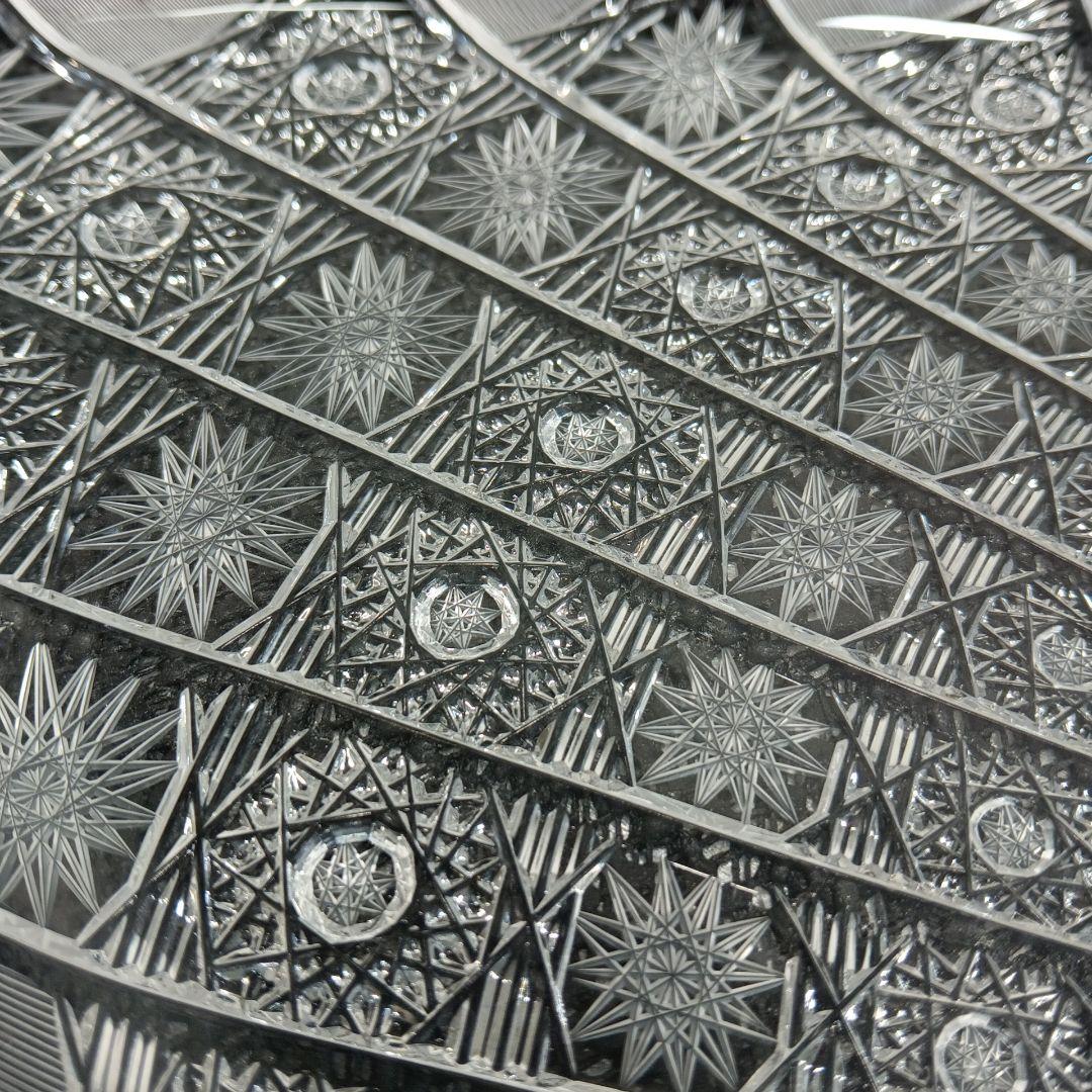 ボヘミアクリスタル 500PKカット オーバルプレート 大皿 ハンドカット