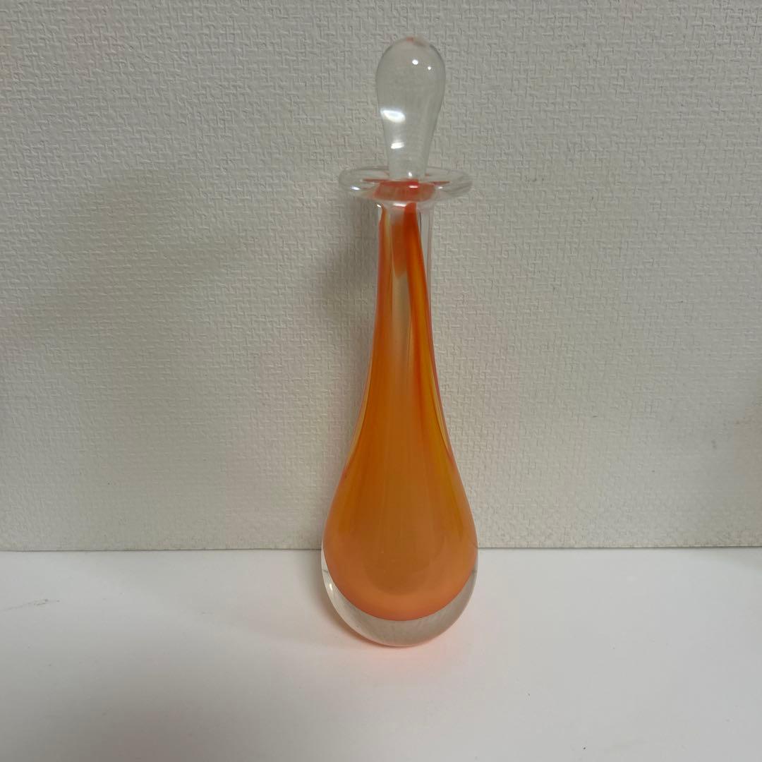 作家　ガラス作家　オレンジグラデーション 香水ボトル　吹きガラス