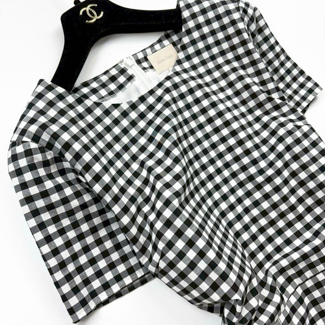 ローズティアラ ギンガムチェック カットワーク刺繍ワンピース 大きめ リボン