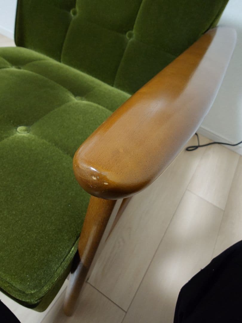 カリモク60 Kチェア1シーターモケットグリーン ①