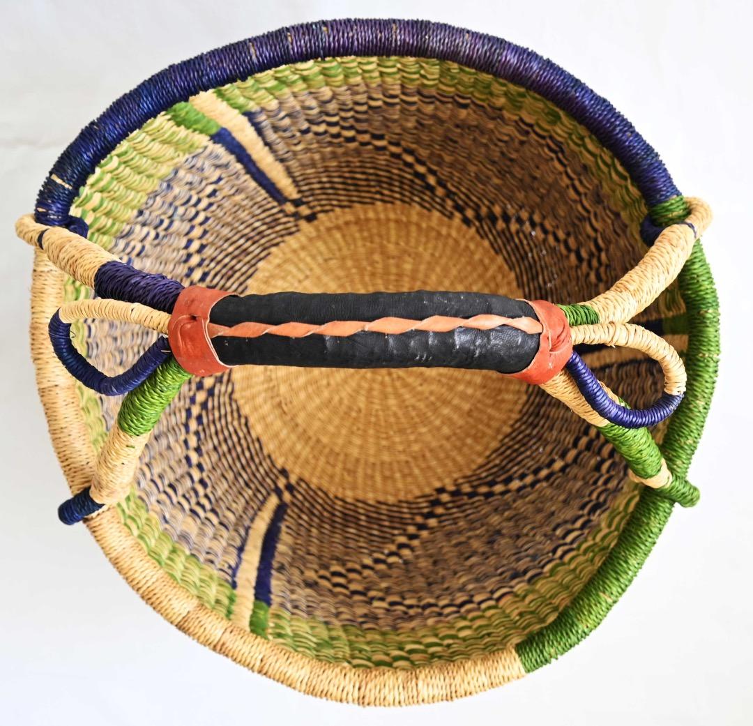 037アフリカ ガーナ製/ブルキナ ボルガ バスケット/38×39cm
