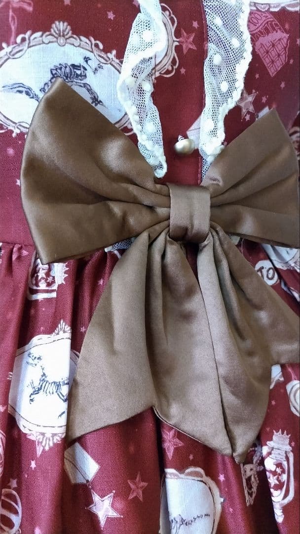 No.2877_to alice_ボルドーくまちゃん柄ケープ風コート2点セット