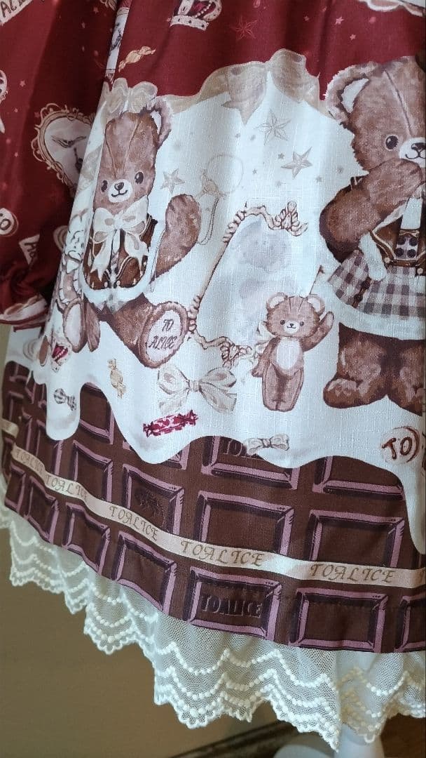 No.2877_to alice_ボルドーくまちゃん柄ケープ風コート2点セット