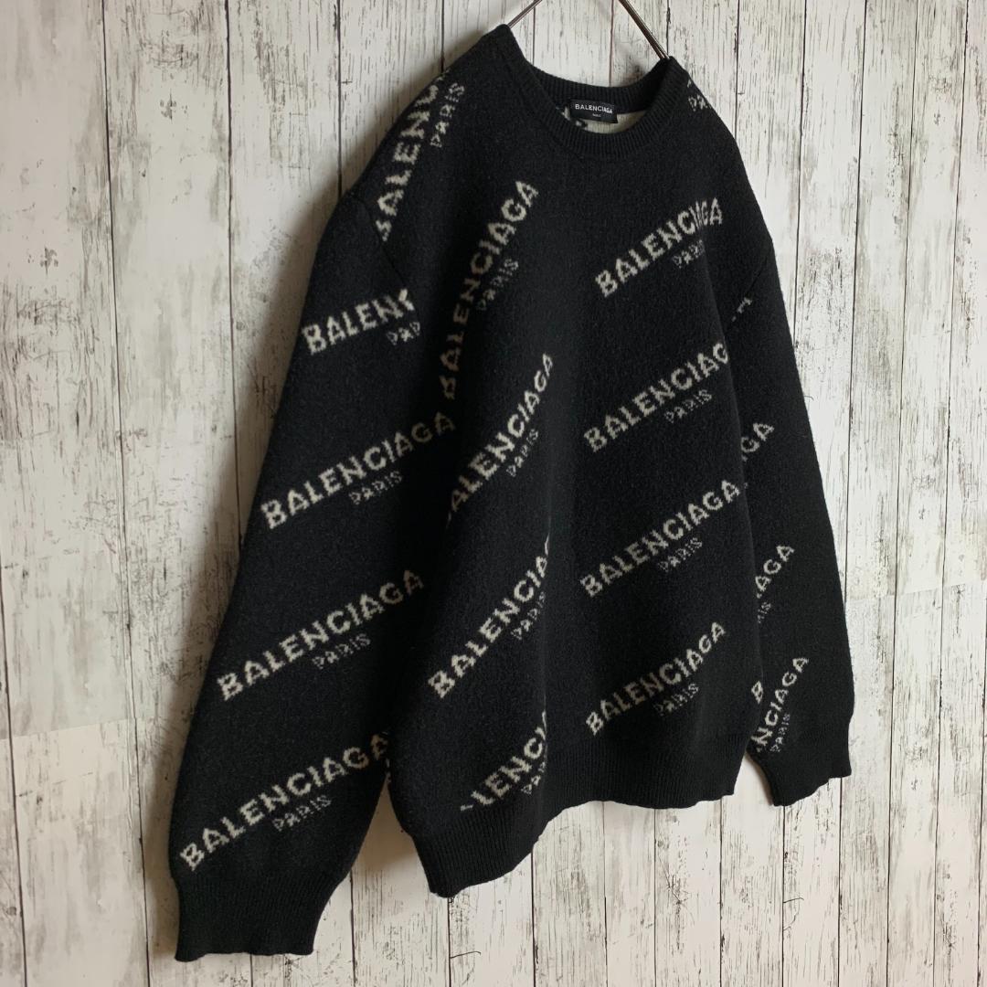 【即完売・超絶人気モデル】バレンシアガ☆総柄ロゴ入りニット セーター/2947.
