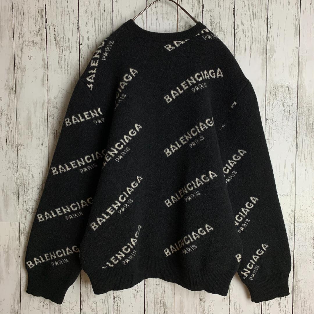 【即完売・超絶人気モデル】バレンシアガ☆総柄ロゴ入りニット セーター/2947.