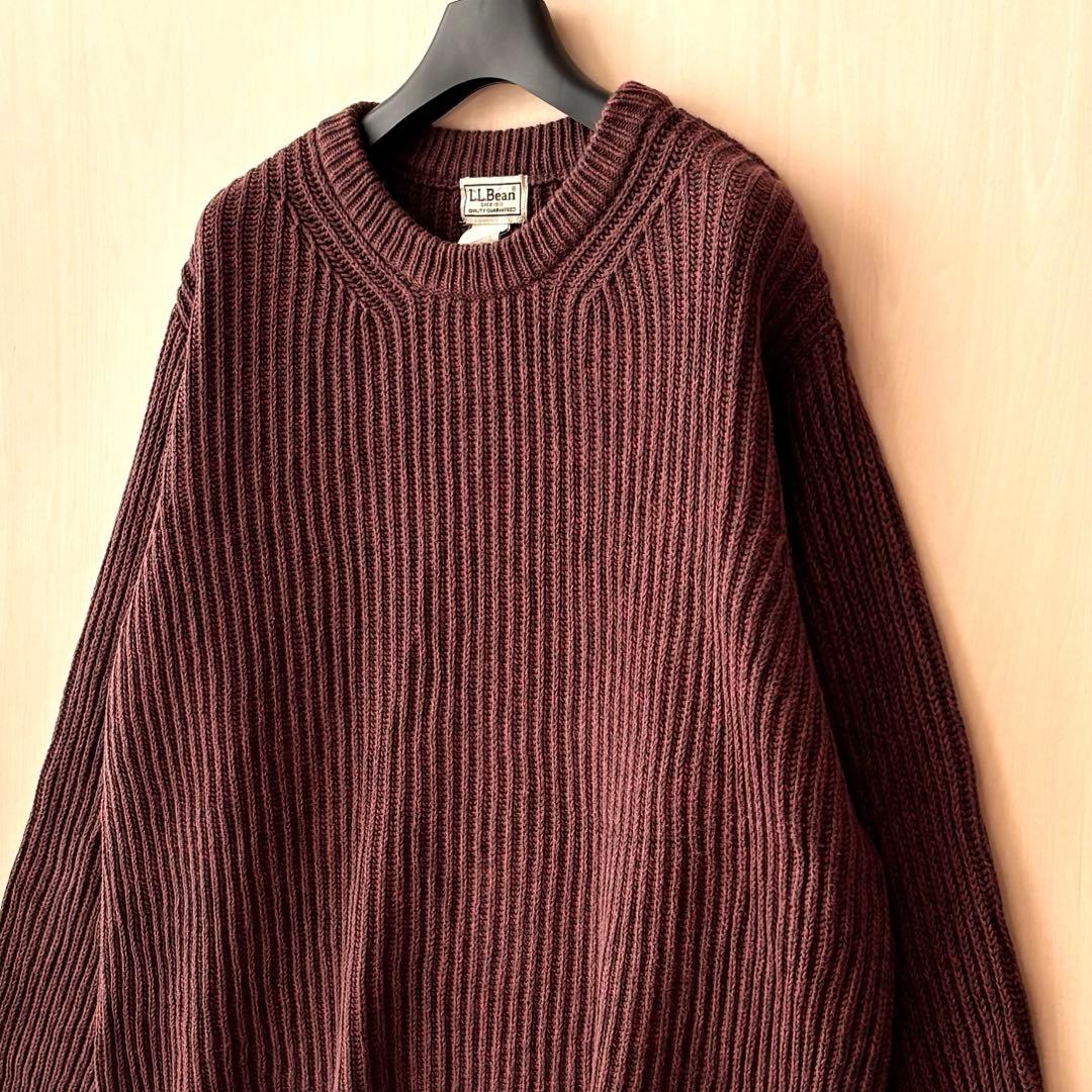 渋いカラー　エルエルビーン　肉厚　コットンニット　リブニット　メランジ